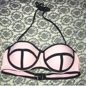 Pink and black bikini top. Size small